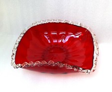 LARGE  MURANO  VENETIAN  SALVIATI  STYLE  RUBY  RED  ART  GLASS  BOWL  VASE