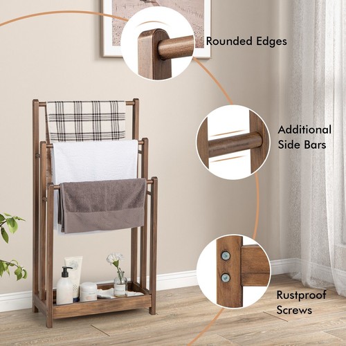 Tier wooden towel rack - wooden,