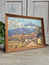 Vintage Japanese Painting Of Mount Fuji, Japanese Landscape Oil Painting, Art
