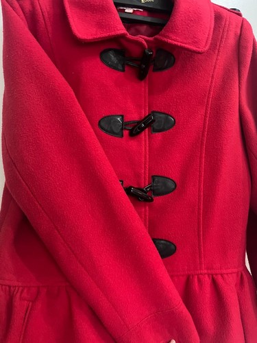 Kids red duffle coat jacket - red,