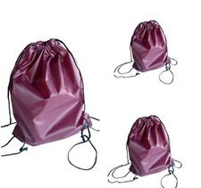 Set of 3 Drawstring Bag Gymsac Burgundy Red School Shoe Bag Work 3 Pack