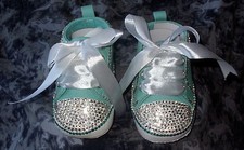 BABY BLING BOOTEES ROMANY GREEN WITH CRYSTAL, GREEN BLING 6-12 Months