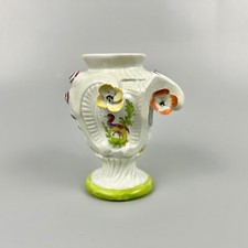 A rare Longton Hall rococo vase c1755 with applied flowers & painted with birds