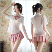 Dress Club Costume Mini Skirt Kit Sexy Women School Girl Uniform Fancy