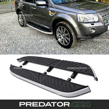 BLACK SIDE STEPS SILVER TRIM RUNNING BOARD FOR LAND ROVER FREELANDER L359 07-15