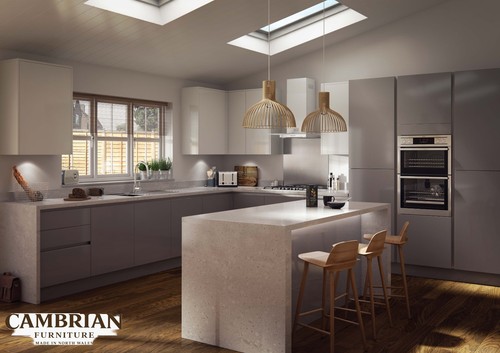 Gloss slab kitchen - gloss, doors