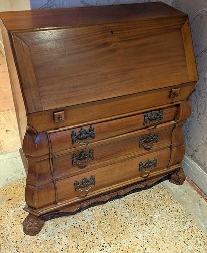 Dutch solid walnut secretaire - solid,