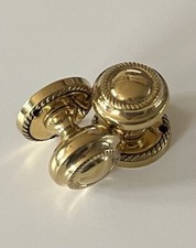 Reclaimed Georgian Style Pair Round Brass Rope Edge Beaded Door Knobs (DK308)