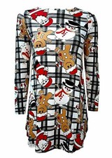 WOMENS LADIES GINGERBREAD SNOWMAN XMAS FLARE XMAS SWING DRESS PLUS SIZE