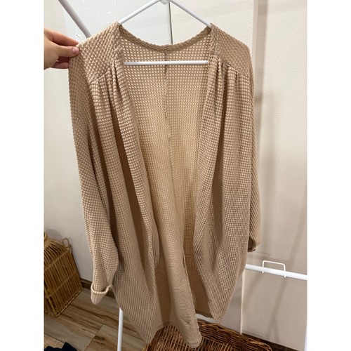 Khaki tan waffle knit cocoon - khaki,
