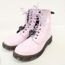 Ladies DR MARTENS Pink Patent Leather Lace Up Heart 1460Y Boots UK 4 W44