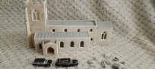 N Gauge Model Railway - Church Building + Hearse, Funeral Car & Head Stones