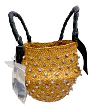 Jeweled Basket Purse Straw