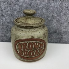 Vintage Tremar Presingoll Cornish Pottery Lidded Stoneware Brown Sugar Pot Jar