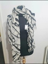 Moschino Black White Safety Pin Wool Large Rectangular Scarf *Read Discription*