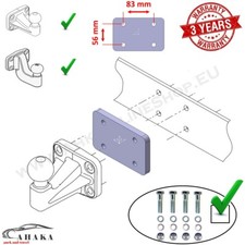 Towbar Tow Ball Spacer Block Plate - 12 mm 1/2” - 4 hole 83x56 mm + Bolts