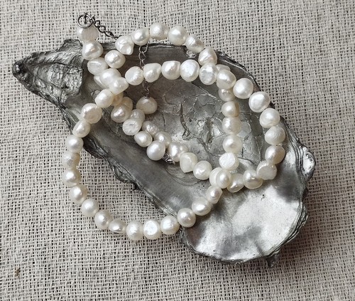 Pearl necklace 925 silver - necklace,
