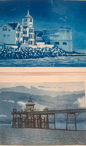 Vintage etchings seaside - etchings,