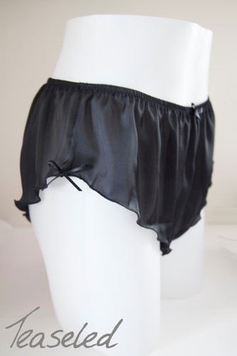 French knickers black silky - french,