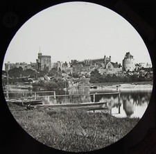 Glass Magic Lantern Slide WINDSOR CASTLE C1890 OLD VICTORIAN PHOTO RIVER THAMES