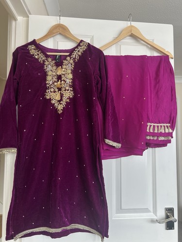 Purple velvet salwar kameez - purple,