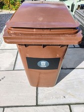 Brown 360L Large Recycling Council Waste/Rubbish Wheelie Bin With Wheels & Lid