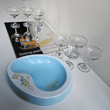 Vintage Babycham Retro Set,,glasses , Mirror, ,ashtray