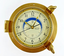VINTAGE HERMLE QUARTZ MARITIME NAUTICAL BULKHEAD TIDE CLOCK