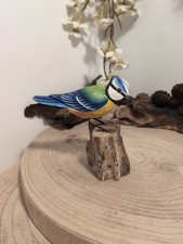 Hand Carved Wooden Blue Tit i