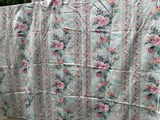 Vintage Ribbon Stripe? Fabric Cotton Chintz? Birds & Flowers 2 Metres X140cm B61