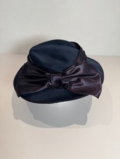 Bill Horsman Right Impression Brim Hat Satin Ribbon Navy Blue Wedding Formal