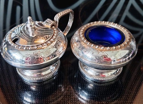 Vintage silver plate cruet set - silver,
