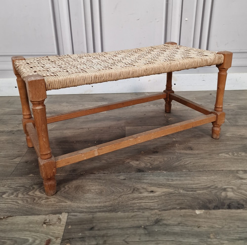 Vintage woven bench footstool - vintage,