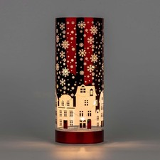 Christmas Table Decoration Xmas Led Red Glass Vase Village 22cm Home Decoration