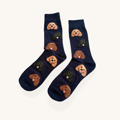 Cockapoo socks navy - socks,