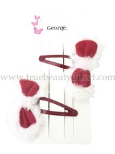 2 CHRISTMAS HAIR SLIDES RED