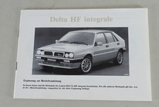 Supplementary Operating Manual Lancia Delta HF Integrale from 11/1987