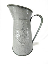 Shabby Chic Metal Pitcher Vase Jug – Rustic Vintage Farmhouse Flower Holder Deco