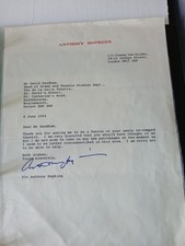 Anthony Hopkins Handsigned Letter