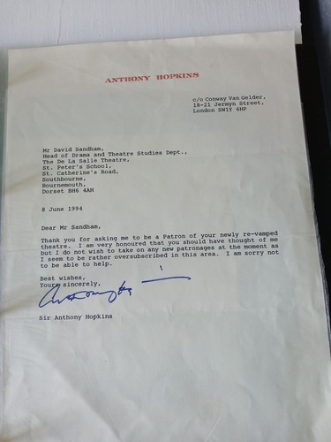 Anthony hopkins handsigned - anthony,