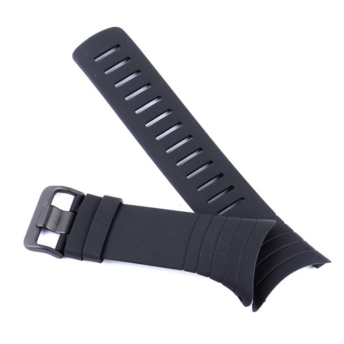 Black rubber watch strap band - black,