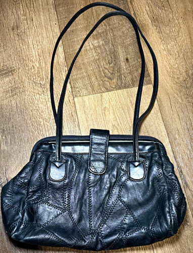 Black leather patchwork - black,