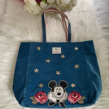 Cath Kidston x Disney Mickey Mouse Blue Velvet Tote Bag Shoulder Handbag