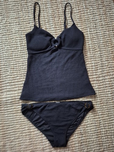 Fatface black tankini bikini - black,