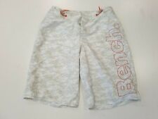 KK122 MENS BENCH WHITE GREY PATTERN DRAWSTRING SPORTS SWIMMING SHORTS UK M W30