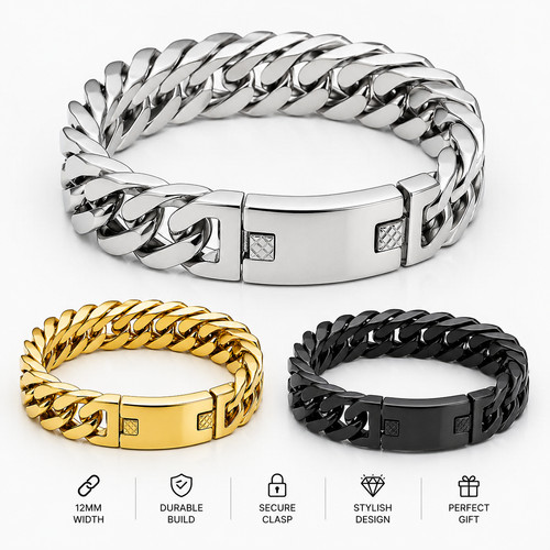 Mens cuban bracelet 12mm - mens,