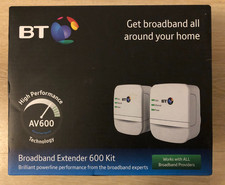 BT Mini Broadband Extender 600 Kit Wired AV600 Powerline Adaptor - Boxed