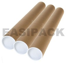 Strong Cardboard Postal Tubes A4 A3 A2 A1 (with Plastic End Caps) *all sizes*