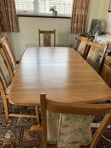 Solid oak dining table - solid, 6