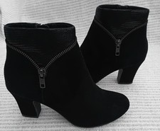 Hotter Vanity Suede/Croc Heeled Ankle Boots Size 3 Standard Black Pre-worn Good